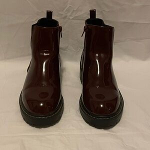 Forever 21 Patent Leather Burgundy Ankle Boots